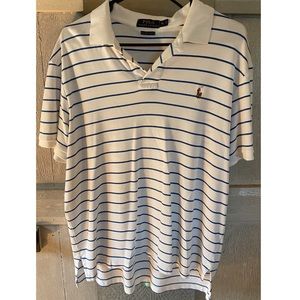 Excellent condition blue and white striped polo